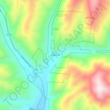 Topografische kaart Gibbonsville, hoogte, reliëf