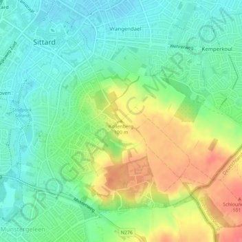 Topografische kaart Kollenberg, hoogte, reliëf