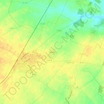 Topografische kaart Hauville, hoogte, reliëf