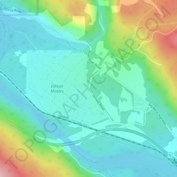 Topografische kaart Donald, hoogte, reliëf