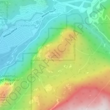 Topografische kaart Slhanay, hoogte, reliëf