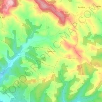 Topografische kaart Perpignan, hoogte, reliëf
