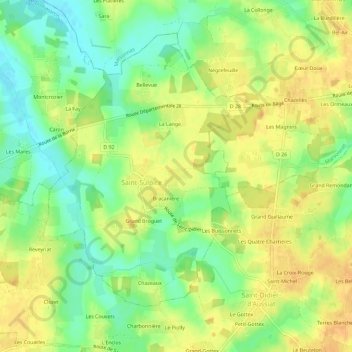 Topografische kaart Viare Chossat, hoogte, reliëf