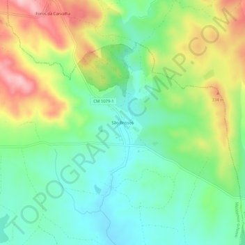 Topografische kaart São Brissos, hoogte, reliëf