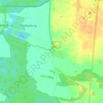 Topografische kaart Groß Leppin, hoogte, reliëf