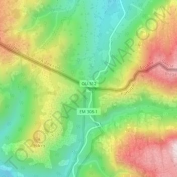 Topografische kaart Portela do Homem, hoogte, reliëf