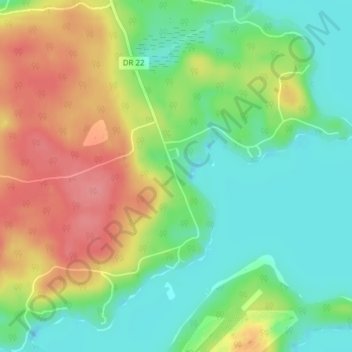 Topografische kaart Port Cunnington, hoogte, reliëf
