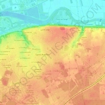 Topografische kaart Bel-Air, hoogte, reliëf
