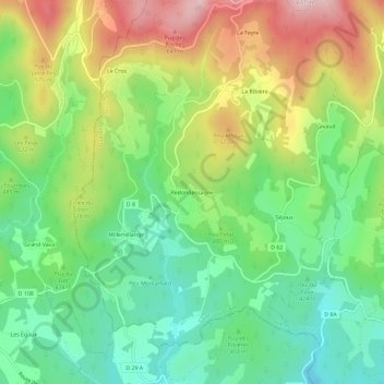 Topografische kaart Redondessagne, hoogte, reliëf