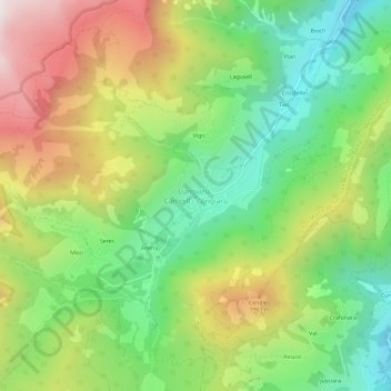 Topografische kaart Campill, hoogte, reliëf