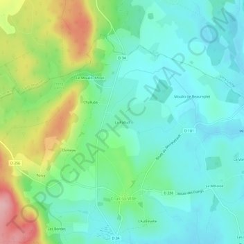 Topografische kaart La Pallud, hoogte, reliëf
