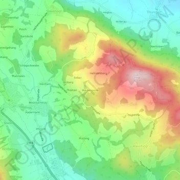 Topografische kaart Waiderspoint, hoogte, reliëf