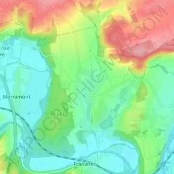 Topografische kaart Jodion, hoogte, reliëf