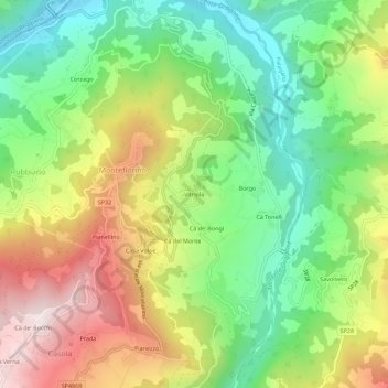 Topografische kaart Vitriola, hoogte, reliëf
