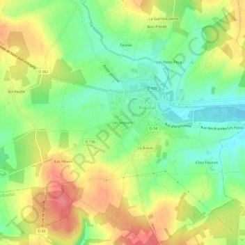 Topografische kaart Les Seguins, hoogte, reliëf
