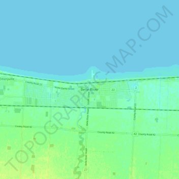 Topografische kaart Belle River, hoogte, reliëf