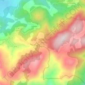 Topografische kaart U Tipponu, hoogte, reliëf