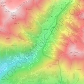 Topografische kaart En Giboï, hoogte, reliëf