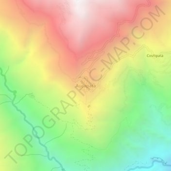 Topografische kaart Aucapata, hoogte, reliëf