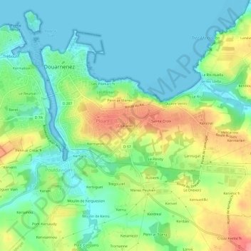 Topografische kaart Coataner, hoogte, reliëf