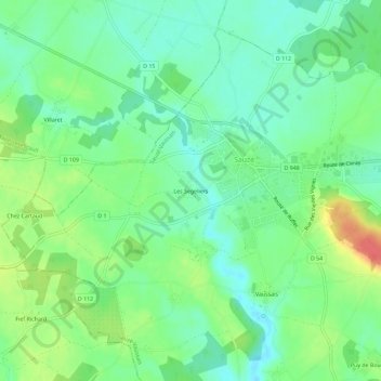 Topografische kaart Les Segeliers, hoogte, reliëf