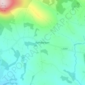 Topografische kaart Rathdangan, hoogte, reliëf