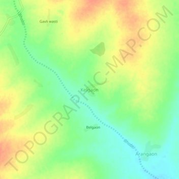 Topografische kaart Kelgaon, hoogte, reliëf