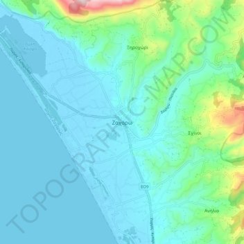 Topografische kaart Zacharo, hoogte, reliëf