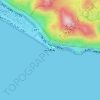 Topografische kaart Point Mugu, hoogte, reliëf