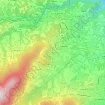 Topografische kaart La Maze, hoogte, reliëf