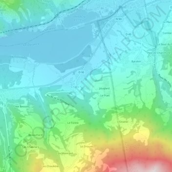 Topografische kaart Picomtal, hoogte, reliëf
