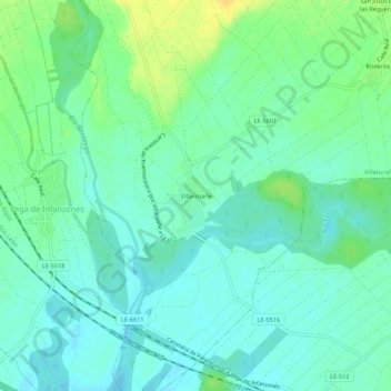 Topografische kaart Villarroañe, hoogte, reliëf