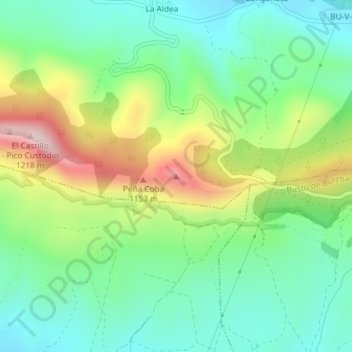 Topografische kaart Carrascal, hoogte, reliëf