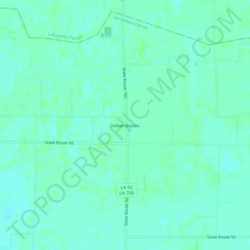 Topografische kaart Indian Bayou, hoogte, reliëf
