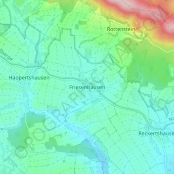 Topografische kaart Friesenhausen, hoogte, reliëf
