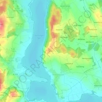 Topografische kaart Bicheln, hoogte, reliëf