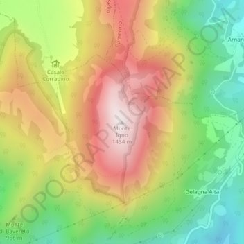 Topografische kaart Monte Igno, hoogte, reliëf