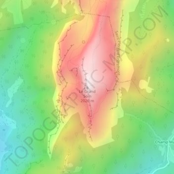 Topografische kaart Le Grand Som, hoogte, reliëf