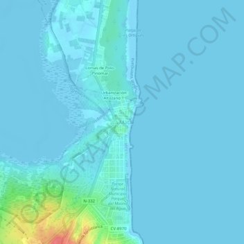 Topografische kaart La Mata, hoogte, reliëf