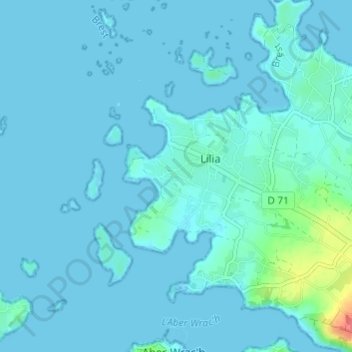 Topografische kaart Penn Kear, hoogte, reliëf