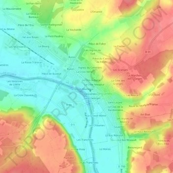 Topografische kaart La Gare, hoogte, reliëf