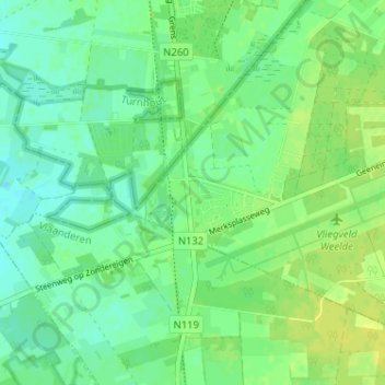 Topografische kaart Weelde Statie, hoogte, reliëf