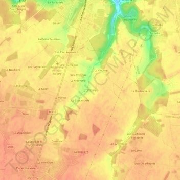 Topografische kaart L'Officière, hoogte, reliëf
