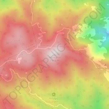Topografische kaart Montalto, hoogte, reliëf