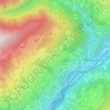 Topografische kaart Gravetsch, hoogte, reliëf