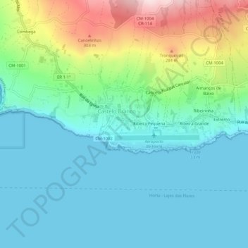 Topografische kaart Carreira, hoogte, reliëf