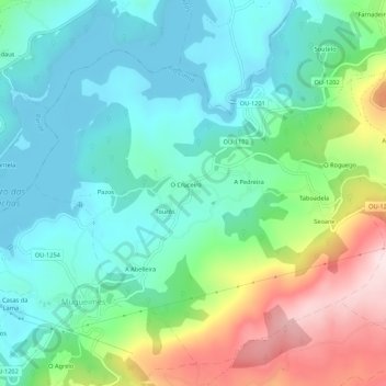 Topografische kaart Quintá, hoogte, reliëf