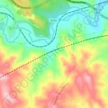 Topografische kaart Martín Blanco, hoogte, reliëf