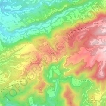 Topografische kaart Calders, hoogte, reliëf
