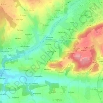 Topografische kaart Petit Viaouit, hoogte, reliëf